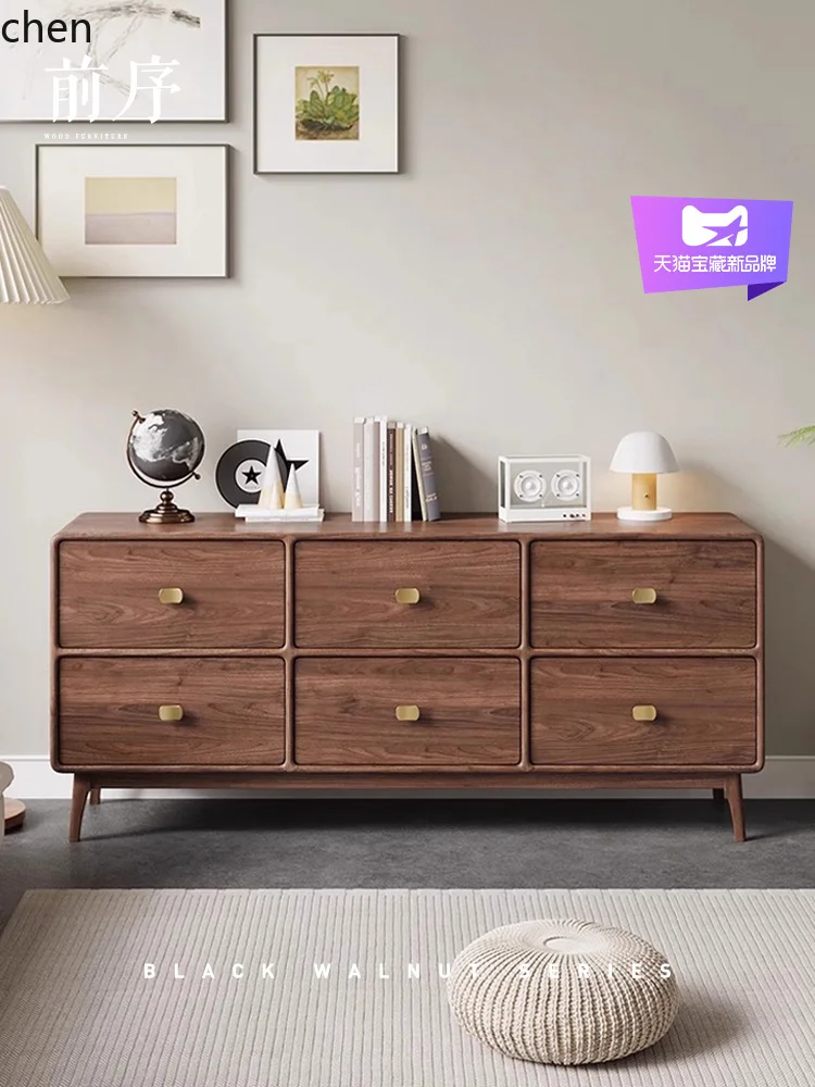 HT Vintage Retro Six-Drawer Cabinet Storage Entryway Wall-Mounted Solid Wood Entryway Bedroom Side Cabinet Drawer Cabinet