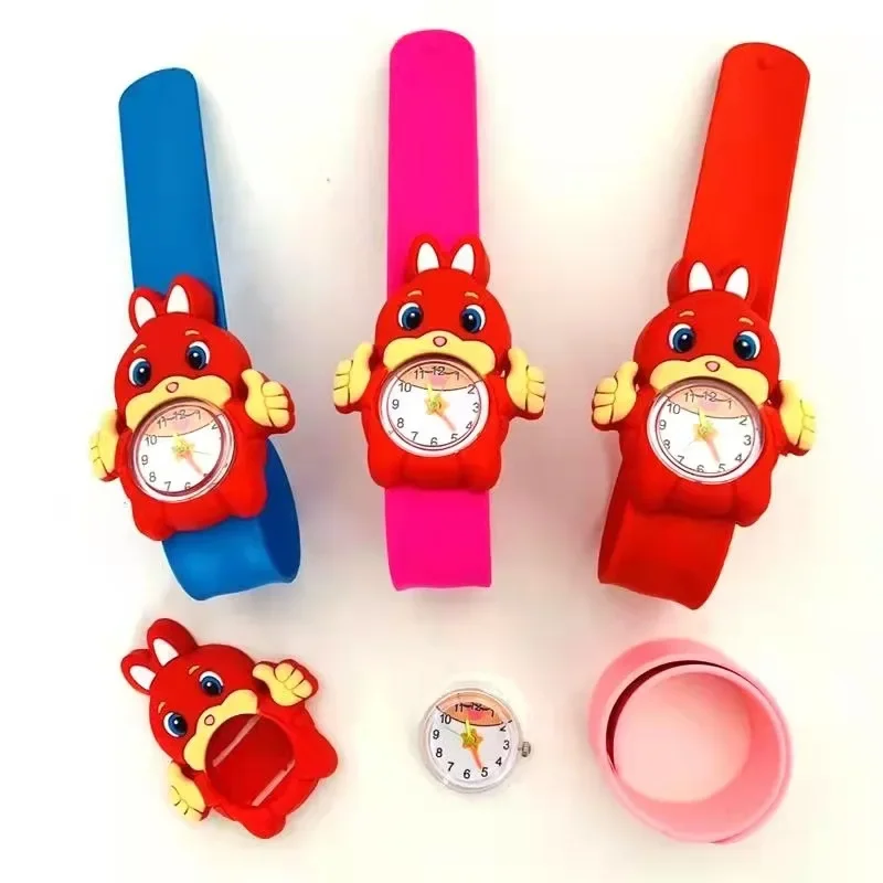 Children's Learning Time Toy Watches Bracelet Cartoon Dog Elephant Tiger Kids Watch for Girls Boys Birthday New Year Gift Clock