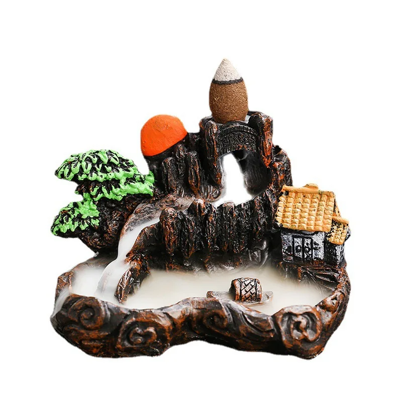 

Creative resin reflux incense burner Zen landscape home decoration cross-border small incense burner