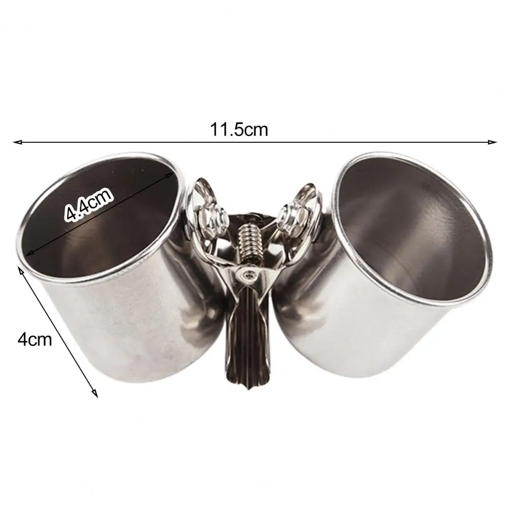 Bird Food Outdoor Bird Feeder Stainless Steel Bird Feeding Dish Cups Set with Clamp for Parrot Cage for Small for Cockatiel