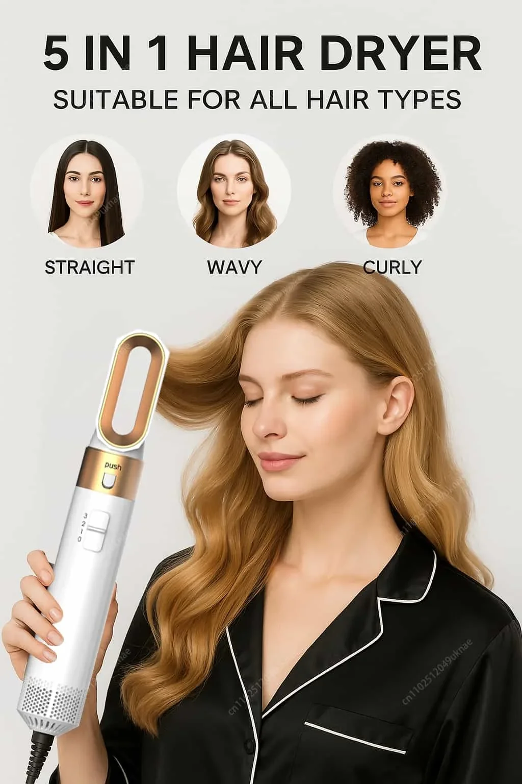 

Профессиональный фен 5 в 1, расческа с горячим воздухом, щипцы для завивки волос, щетка-выпрямитель для укладки и увеличения объема, все типы волос