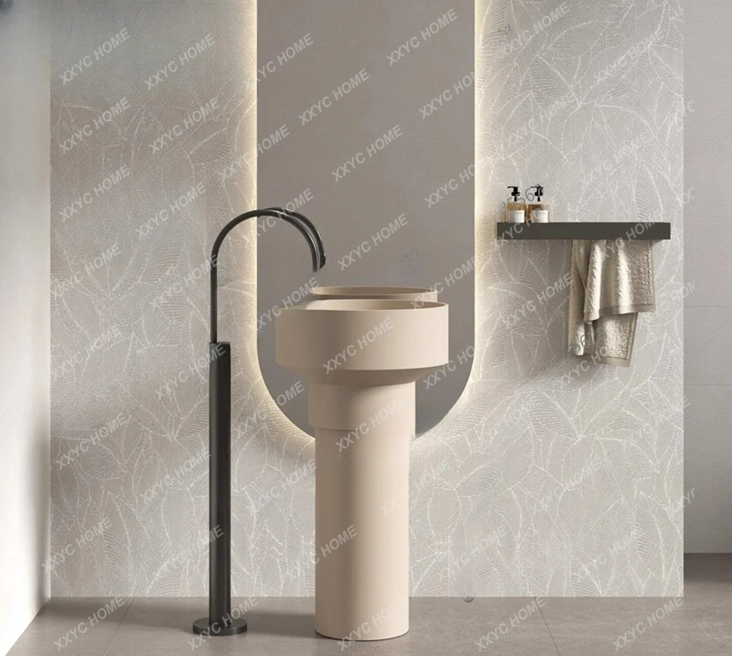 Bathroom integrated floor-to-ceiling washbasin artificial stone, household balcony outdoor column basin