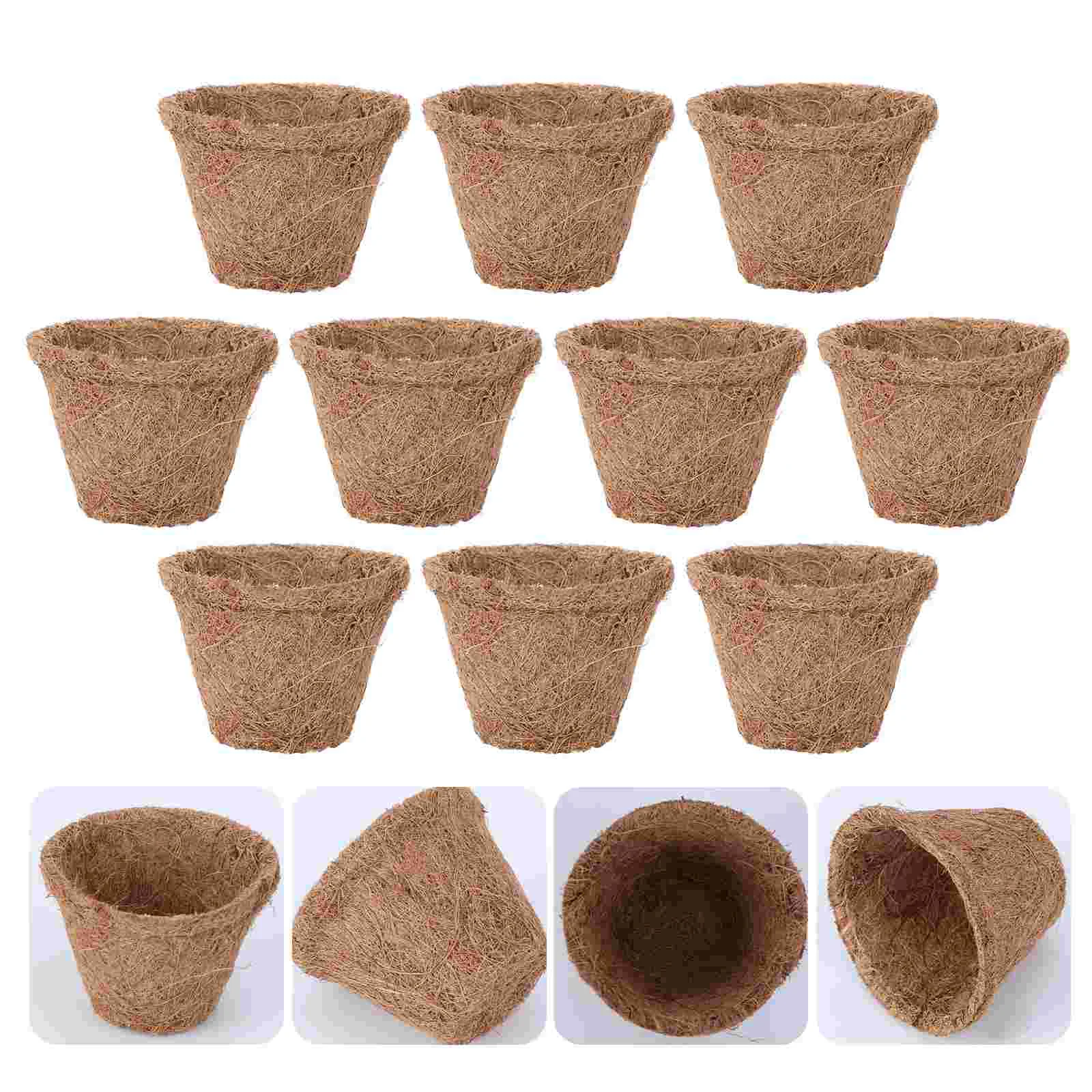 

10 Pcs Flower Pot Basket Coconut Palm Nursery Basin Planter Pots Coir Container