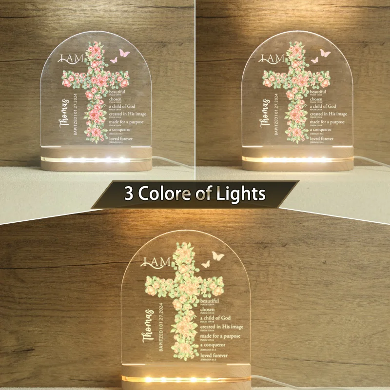 Baptism Night Light สําหรับทารก, ของขวัญเด็กส่วนบุคคล, ของขวัญ Baptism, ของขวัญเฉพาะ, ตกแต่งสถานรับเลี้ยงเด็ก, ของขวัญเด็กใหม่