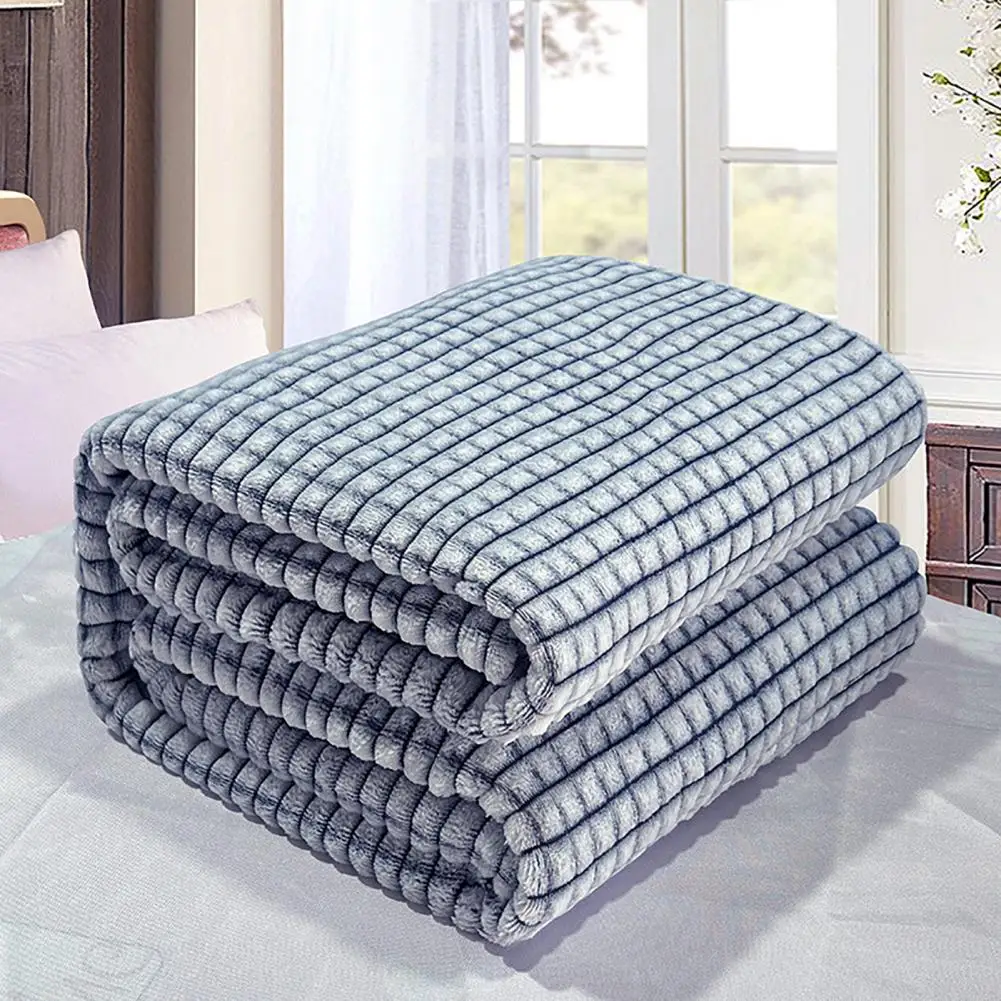 Warmth Retention Blanket Cozy Double-sided Coral Plush Flannel Blanket for Home Travel Thickened Checked for Office for Ultimate