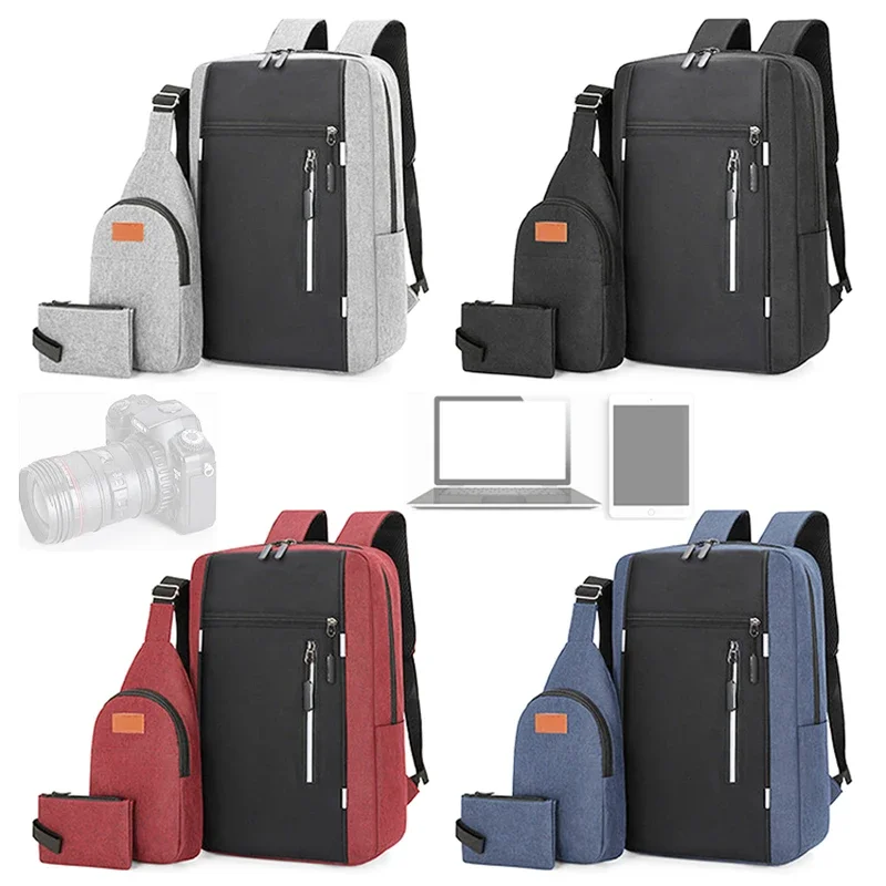 Waterproof USB multifunctional backpack simple business casual laptop bag SLR camera bag lens case for Canon Nikon Sony Xiaomi