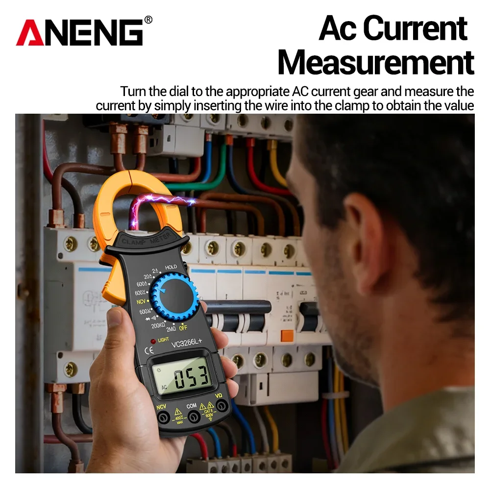 VC3266L+ Digital Clamp Meter 1999 Counts AC 600A Current AC DC 600V Voltage Resistance Tester NCV Non-contact Voltage Tester