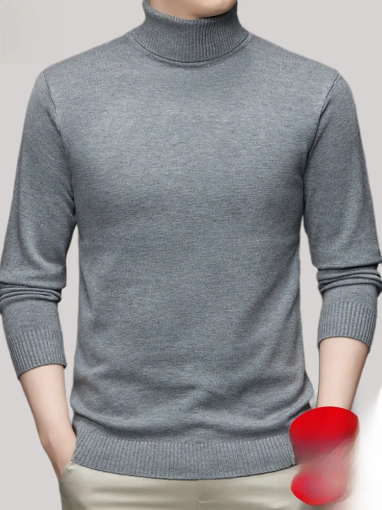 Eordos Men's High Collar 00 Pure Wool Sweater Casual Versatile Knitwear Base Layer Comfortable Warm Breathable Elastic