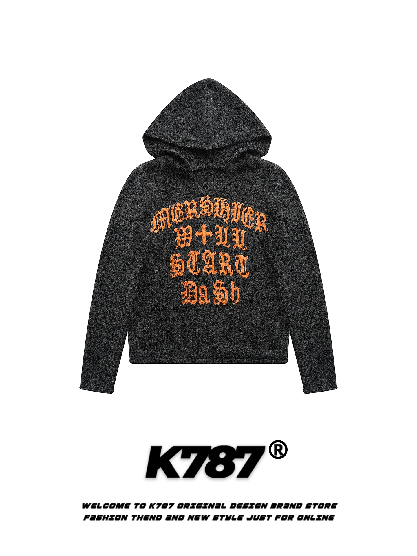 

Женская толстовка K787 в американском уличном стиле с вышивкой букв, готическая, свободная, повседневная, теплая, вязаная, осенне-зимняя