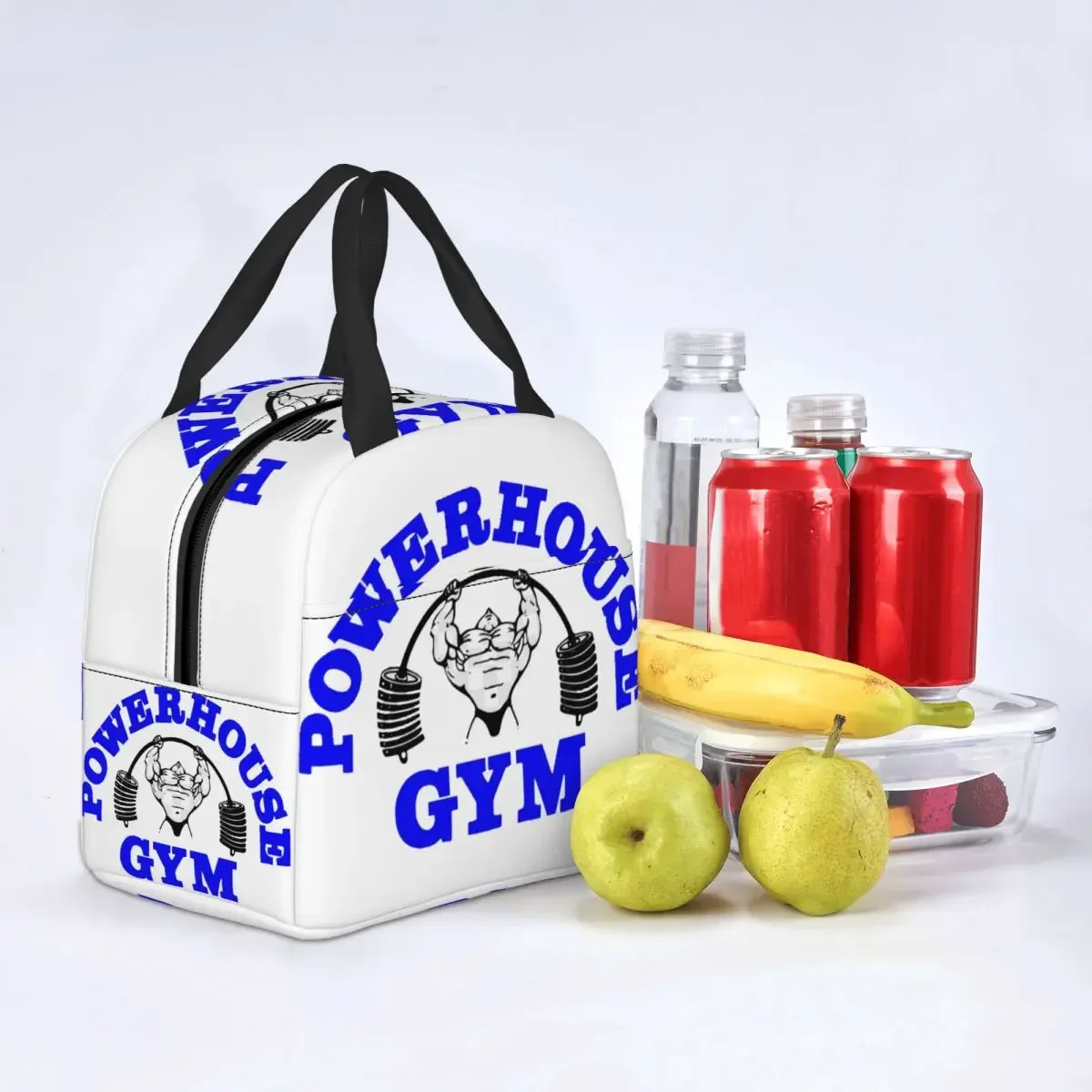 Powerhouse Gym Logo Portable Lunch Boxes Women Waterproof Bodybuilding Fitness Thermal Cooler Food Insulated Lunch Bag