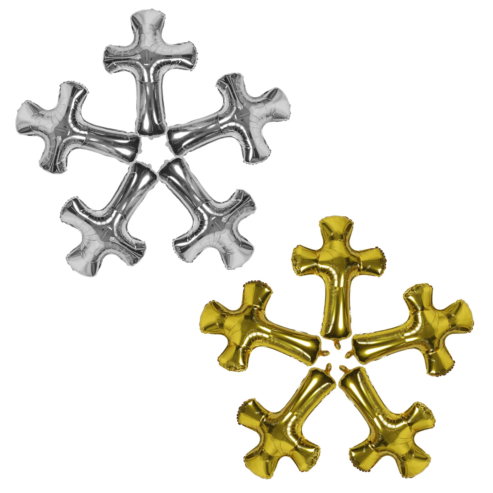 

10Pcs Cross Foil Balloons Religious Metallic Party Balloon for Baptism Christening Communion Birthday Decoration