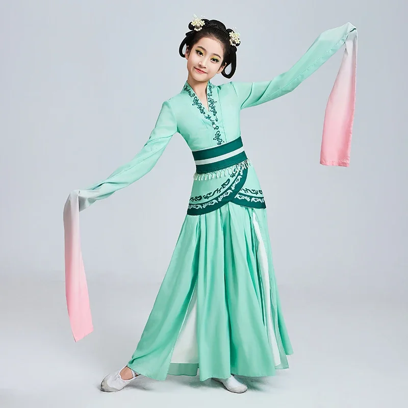 

Chinese Style Children's Dance Performance Costumes Classical Dance Water Sleeves Hanfu Women's Stage Performance Costumes