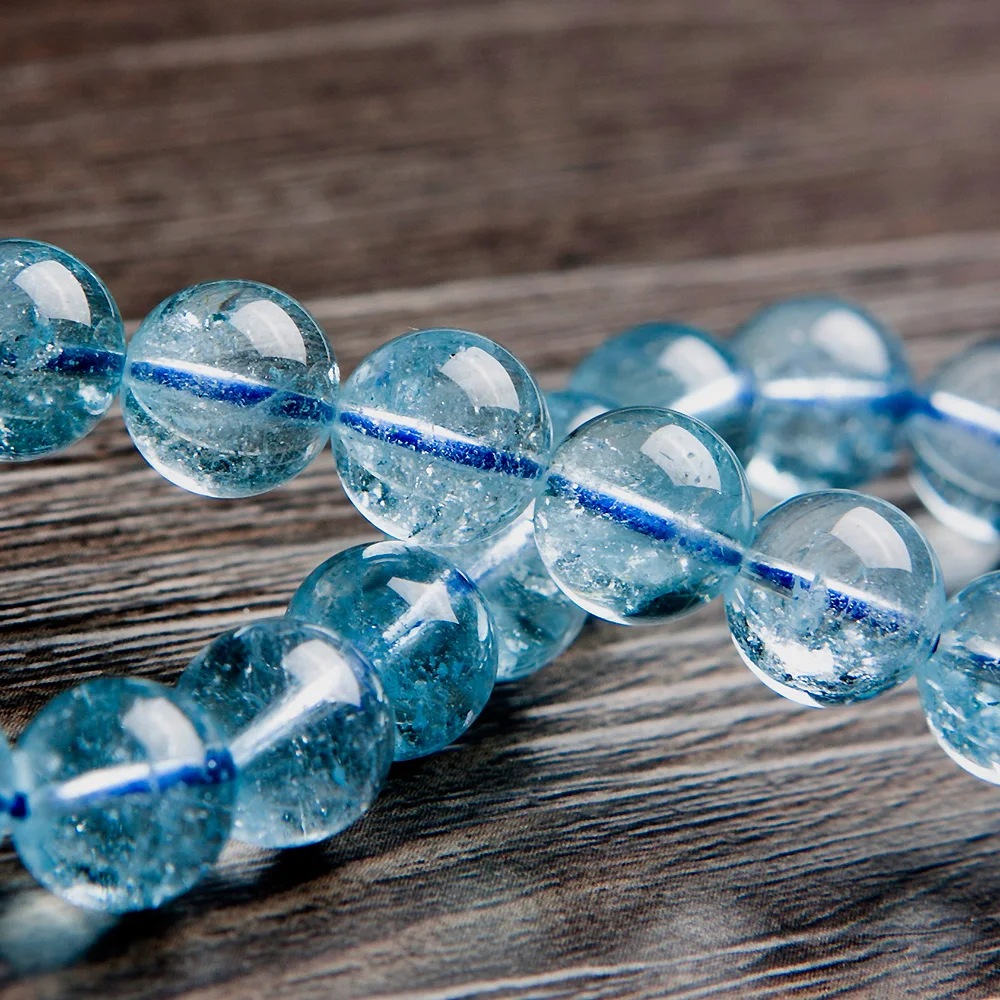 

Genuine Natural Blue Topaz Round Beads Bracelet 7mm 8mm Blue Topaz Fashion Jewelry Women Men Beads Bracelet AAAAAAA