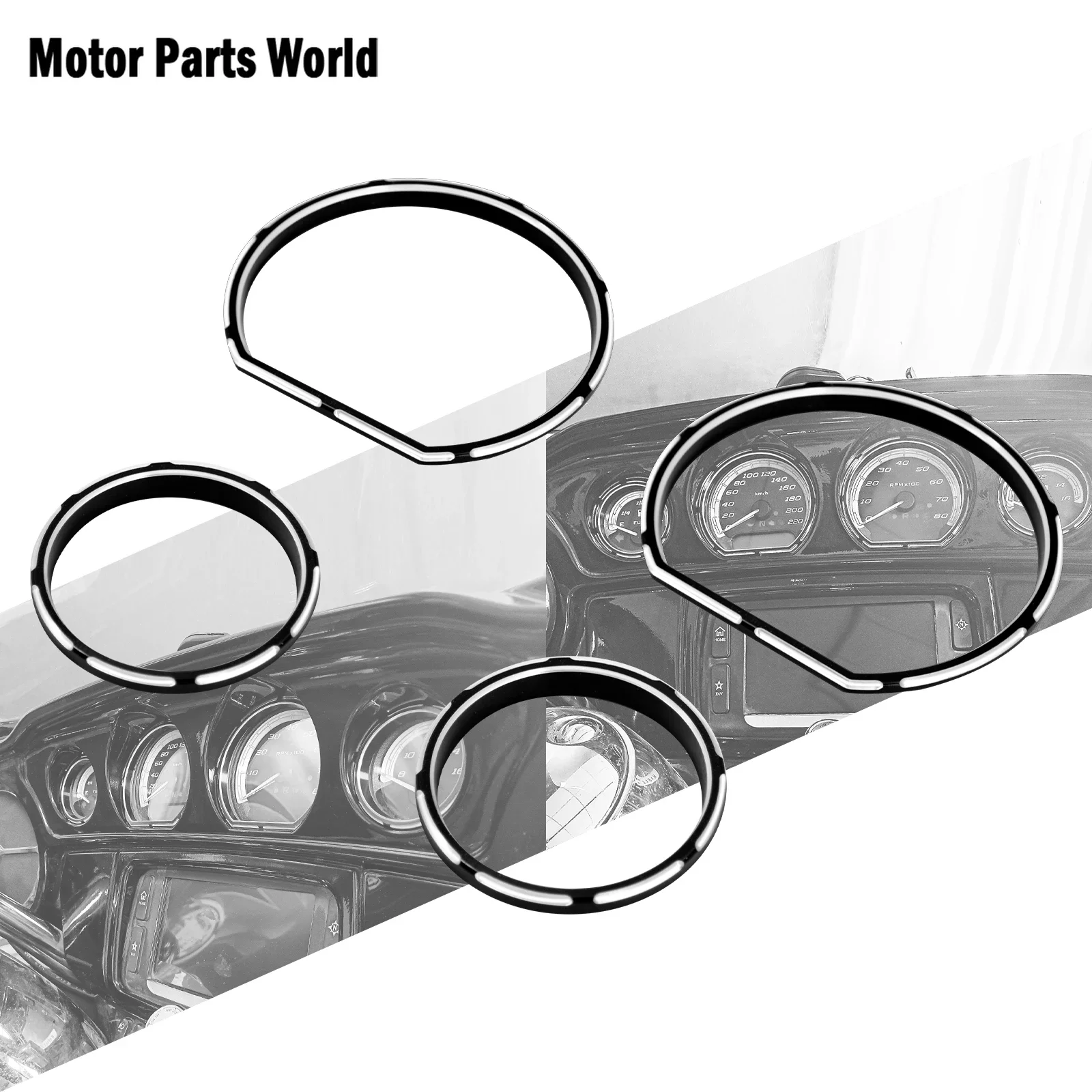 Motorcycle Instrument Board Bezel Kit Speedometer Trim Ring Burst Inserts Cover For Harley Touring Electra Street Glide 2014-25