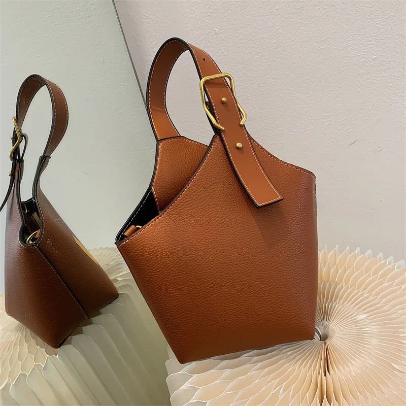 

2024 new South Korea fashion casual female shoulder bag retro bucket bag casual trend women handbag designer bags luxury