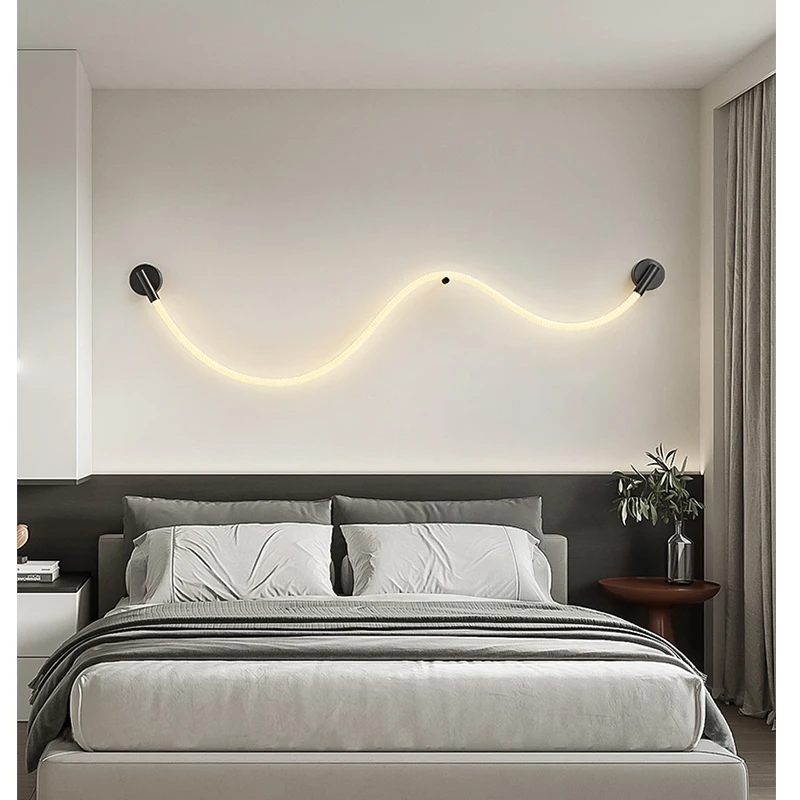 Imagem -05 - Moderno Minimalista Modelagem Lâmpada de Parede Sala Quarto Home Decor Fibra Tecida Soft Silicone Tubo Led Wall Sconce Luzes