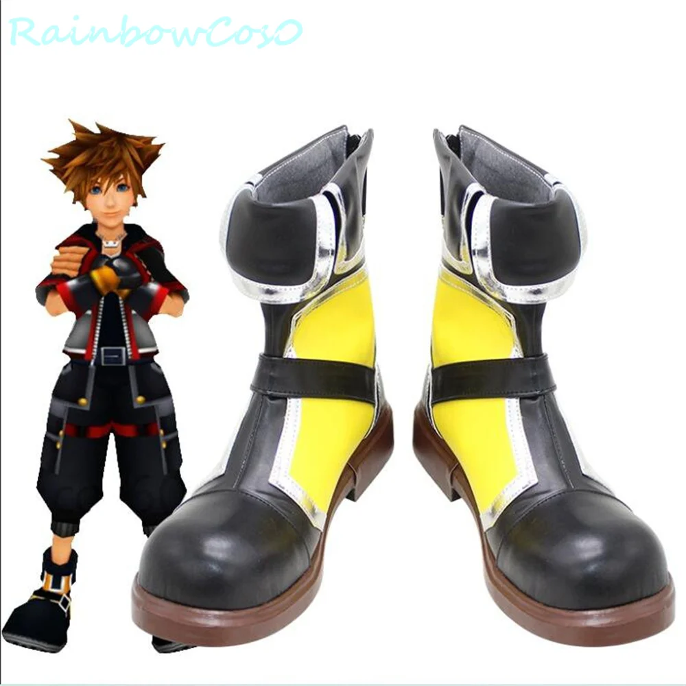 Sora Kingdom Hearts Rainbow Cos0 Chaussures, Bottes, Anime, Jeu, Halloween, Noël, Cosplay, W3384