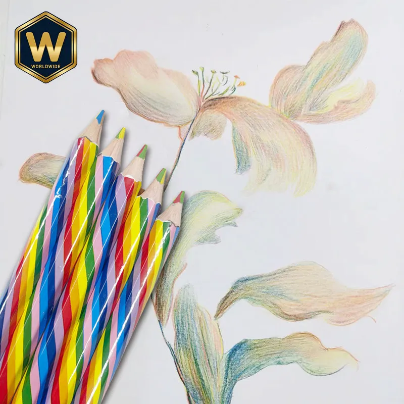 For Rainbow Pencils Ins Style Multi-Color Mixed Colored Pencils for Kids Drawing Hand-Painted Graffiti DIY
