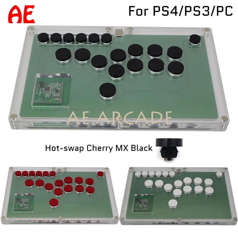 Cherry MX DIY Ultra-Thin All Buttons Hitbox Style Arcade Joystick Fight Stick Game Controller For PS4/PS3/PC Hot-Swap