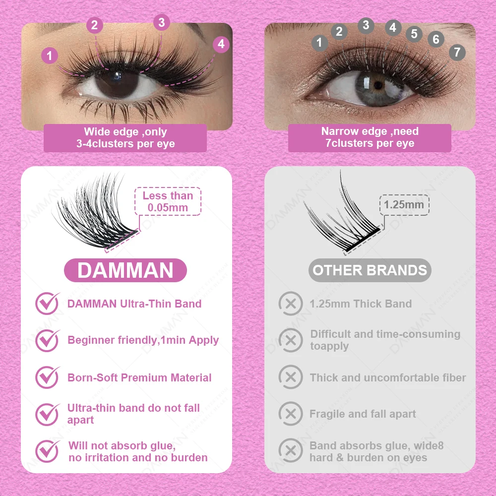 DIY Eyelashes Extension Kit D Curl lash ชุด Handmade ผสม 8-16 มม. Natural Lash กลุ่ม Lash Bond และซีลแต่งหน้าชุด