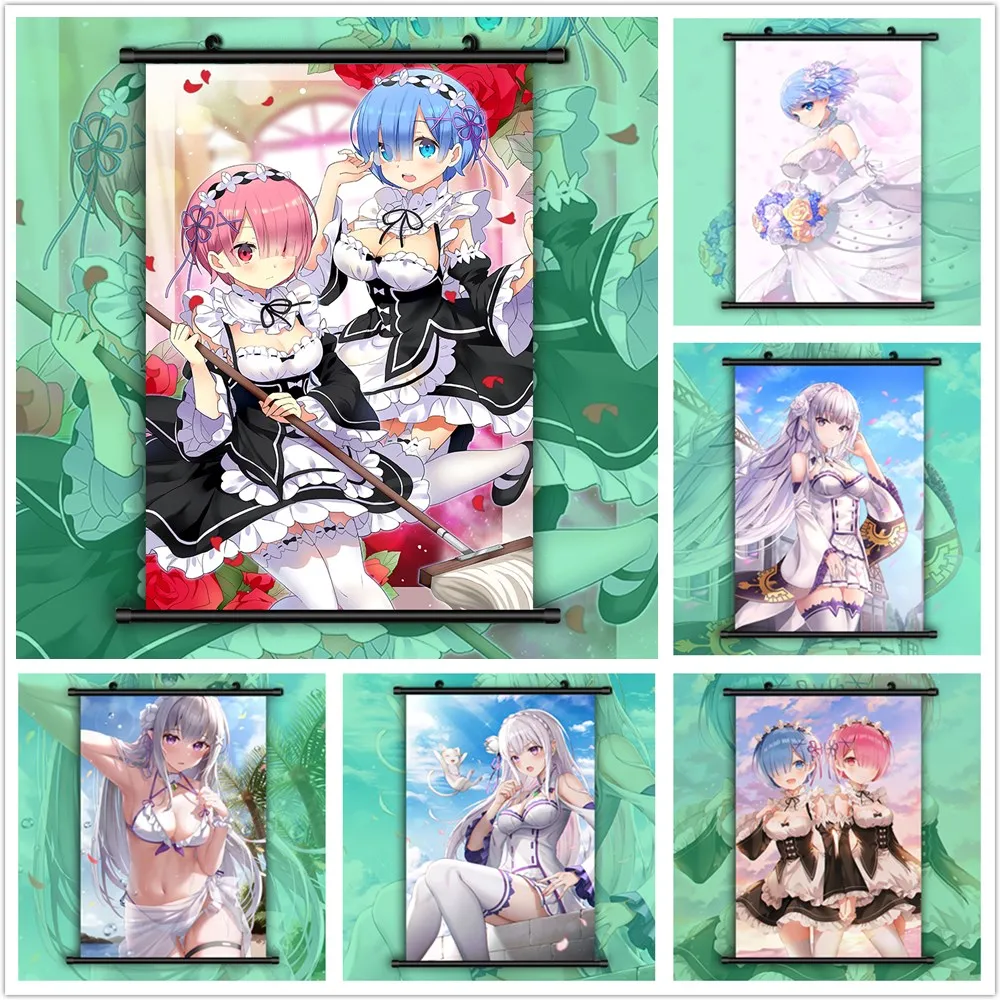 5d DIY Diamond Painting Re Zero Ram Rem Emilia HD Anime Cross Stitch Kit Diamond Embroidery Diamond Mosaic Home Decor Art