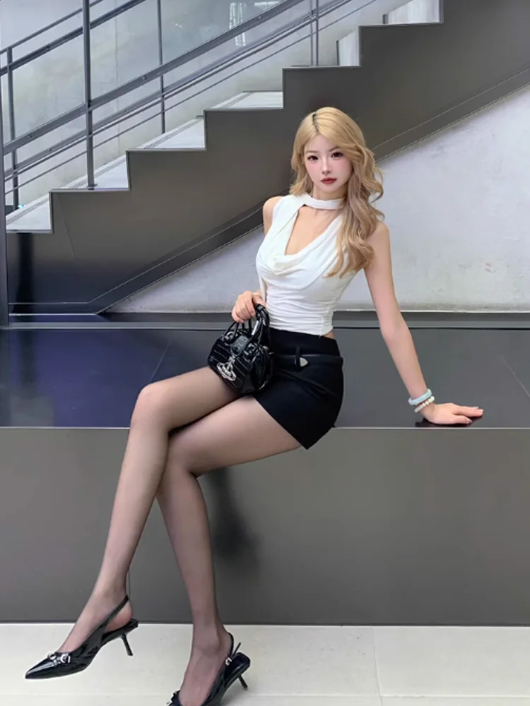 Feminino sexy sem mangas com decote em v sólido regata moda bandagem streetwear casual fino ajuste elegante malha verão ladtted roupas