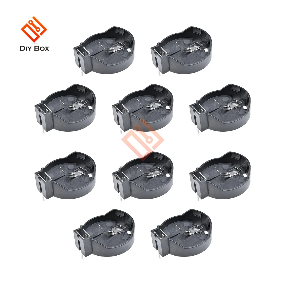 10-50 個 CR2032 CR2025 CR2016 バッテリーホルダー コイン電池ホルダー ボックスケース ソケット 2 ピン付き 3V  ブラック マウントリードははんだが必要です - AliExpress 44