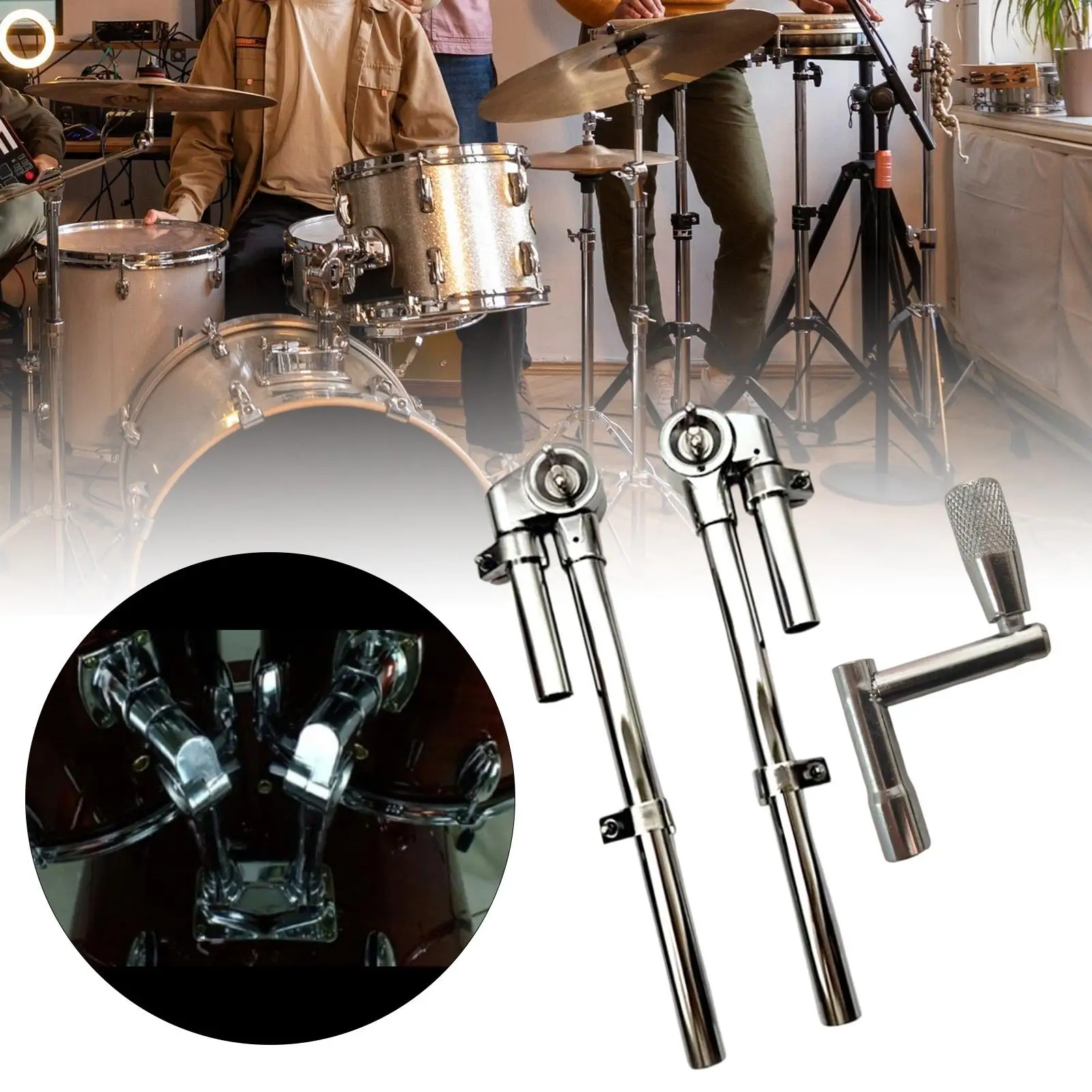 Drum Holder Set Two Tom Drum Brackets with Z Key Metal Stable Drum Support for Home Studio Concerts