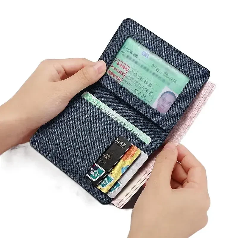 

Men's Canvas Short Wallet Multi-Functional Card Holder Driver's License Ultra-Thin Money Bag Simple Couple Purse