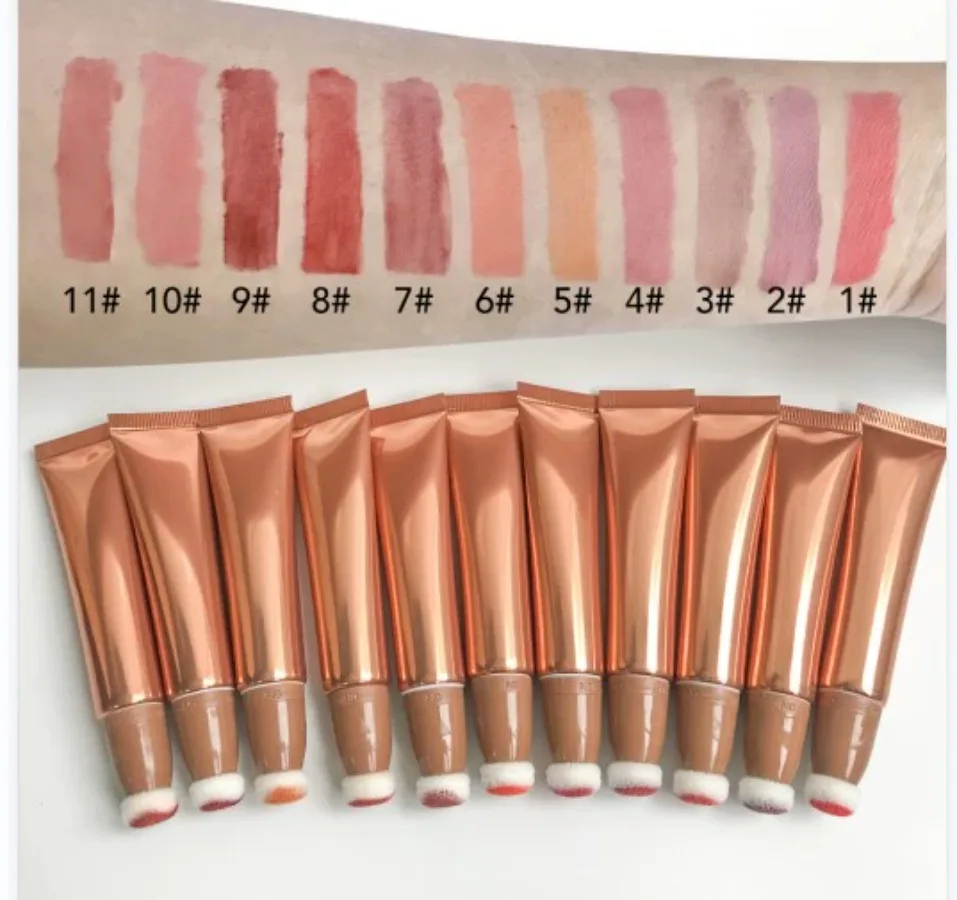 Private Label 11 Colors Soft Tube Liquid Blush Long Lasting Easy To Wear Portable Matte Shimmer Bulk Makeup Custom