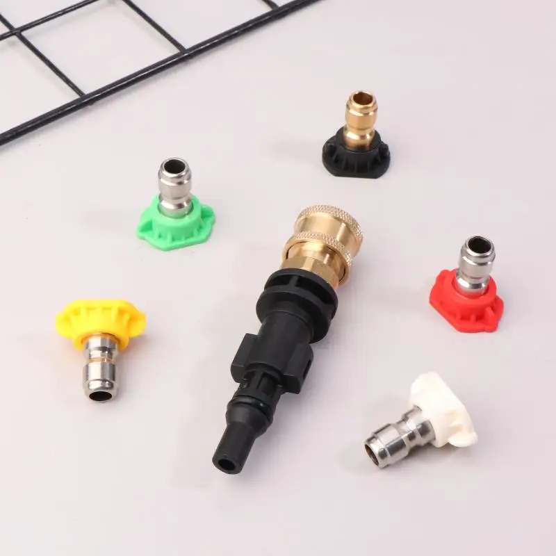 6 Buah Adaptor Koneksi Cepat Mesin Cuci Tekanan Tinggi Benang 1/4 "dengan Nosel Cocok untuk LAVOR/Sterwins/Kit Plastik Tahan Lama Parkside