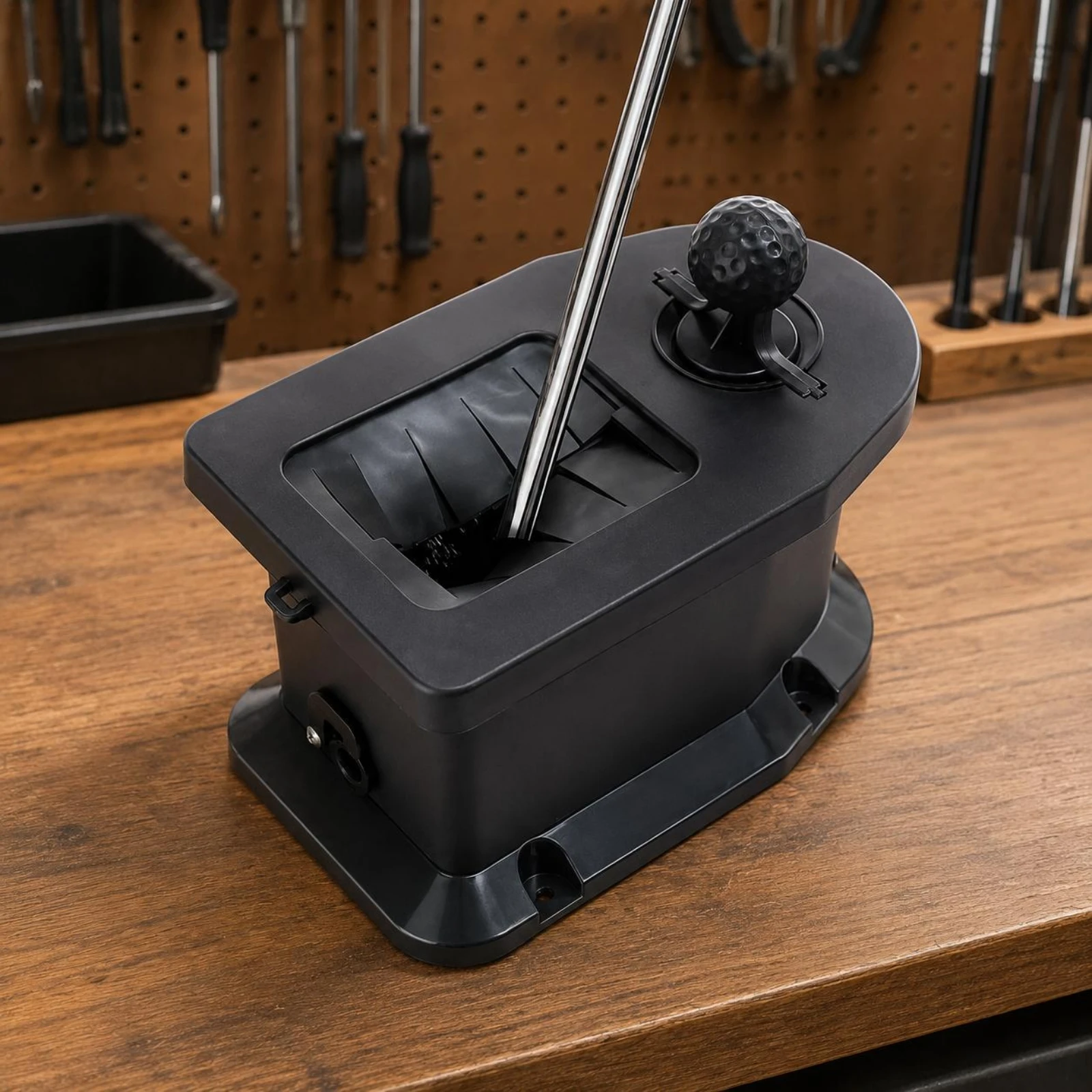 Golf Vehicle Club Cleaner Compact Vehicle Mounted Club Washer Sports Accessory Molded Base Plate Rounded Top view 5