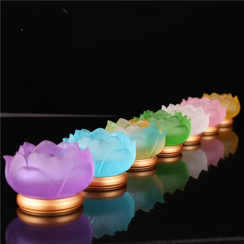 Colored Glaze Butter Lamp Holder Candle Holder Buddha Worshiping Lamp