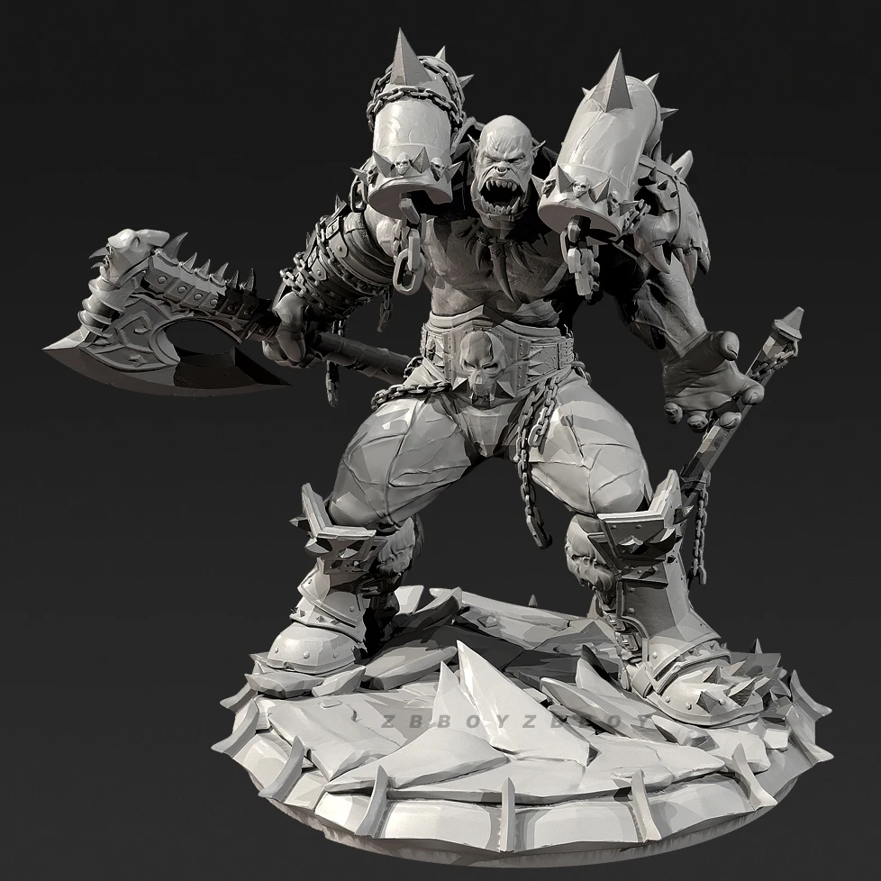 Orc Warrior 50mm 75mm 90mm Resin Soldier White Model DIY Coloring Self-assembly Miniatures 3D Printed Figurines