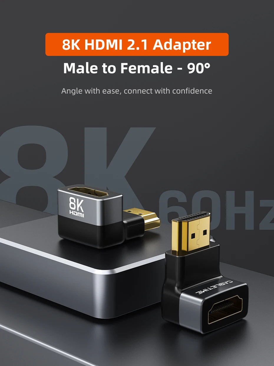 CABLETIME 8K HDMI Adapter Stecker auf Buchse Konverter Adapter UHD2.1 Unterstützung 8K HDMI 2.1 4K 120Hz 48Gbps für HDTV Laptop PS5 – Detail 1