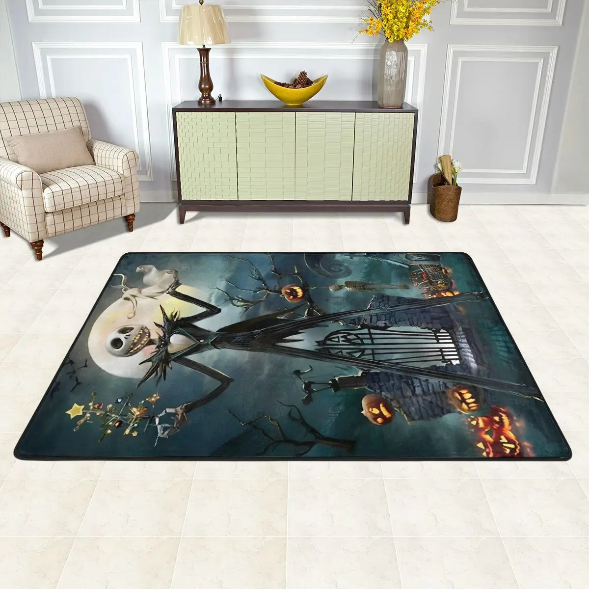 The Nightmare Before Christmas Carpet For Living Room Bedroom Coffee Table Art Protective Floor Carpets Anti Slip Graphic Rug