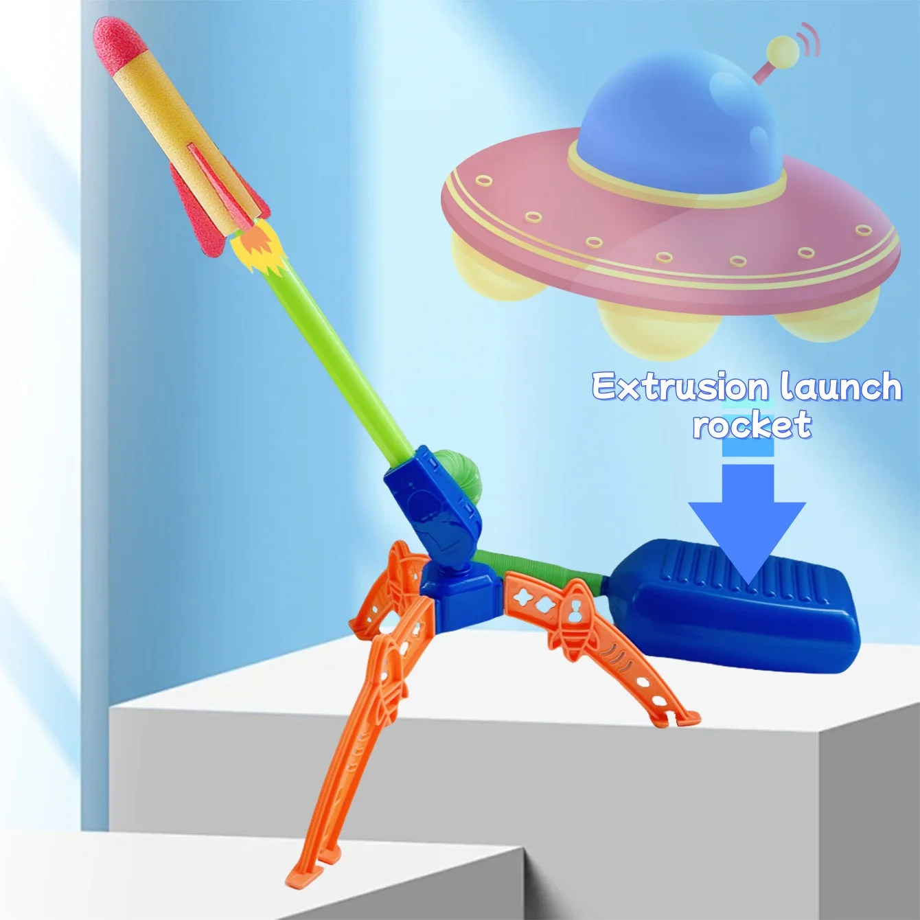 Children's foot-stitching rocket ejection toys outdoor sports toys boys and girls ejecting rocket launcher sensor training paren