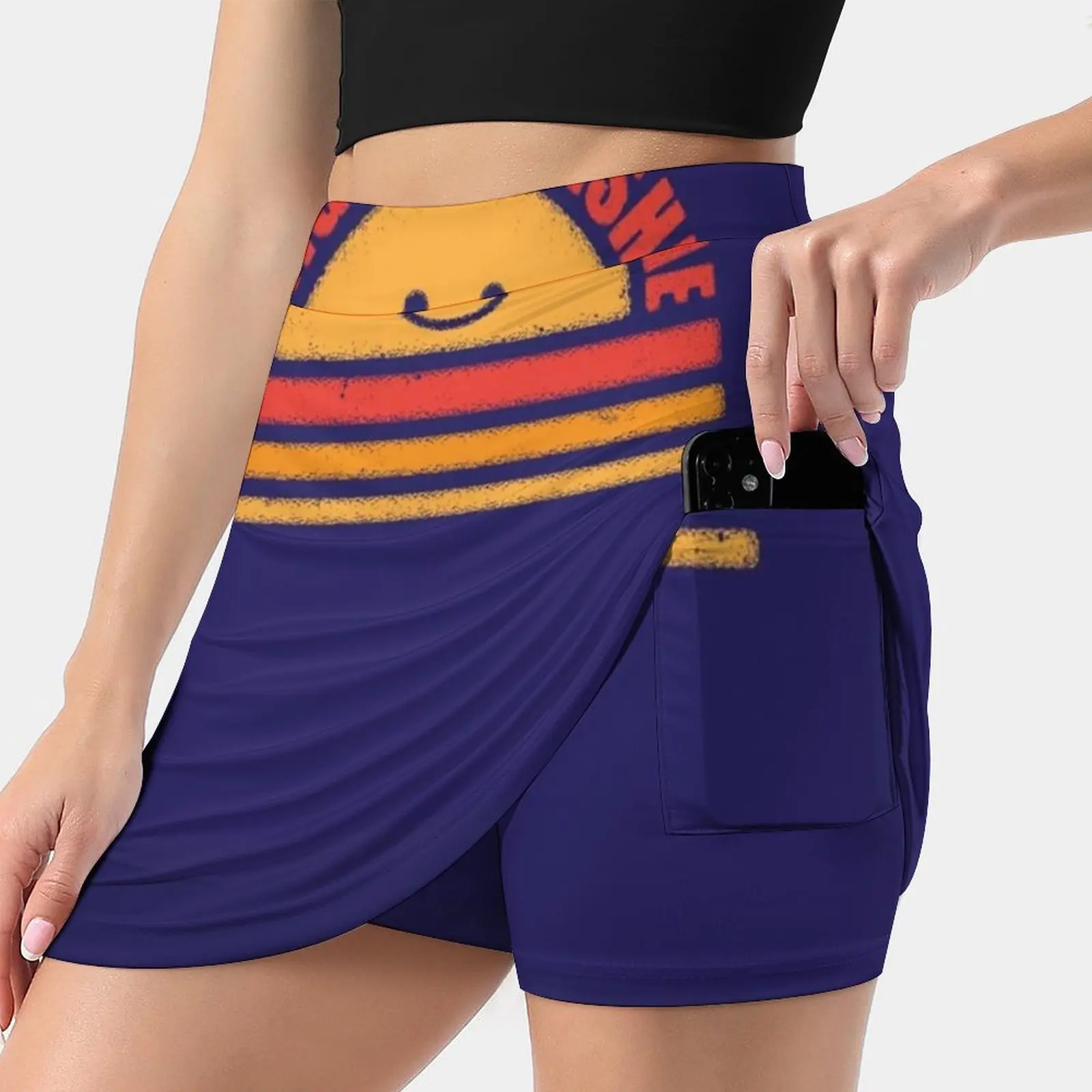 Funshine frauen rock Sport Skort Rock Mit Tasche Mode Koreanischen Stil Rock 4Xl Röcke Sonnenschein Spaß Humor Glücklich Typografie