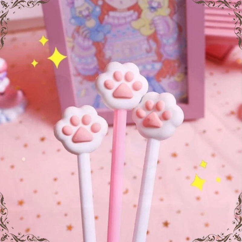 Wholesale Cute Cat Feet Shape Neutral Pens Set Student Learning Supplies Writing Tools Kids School Supplies