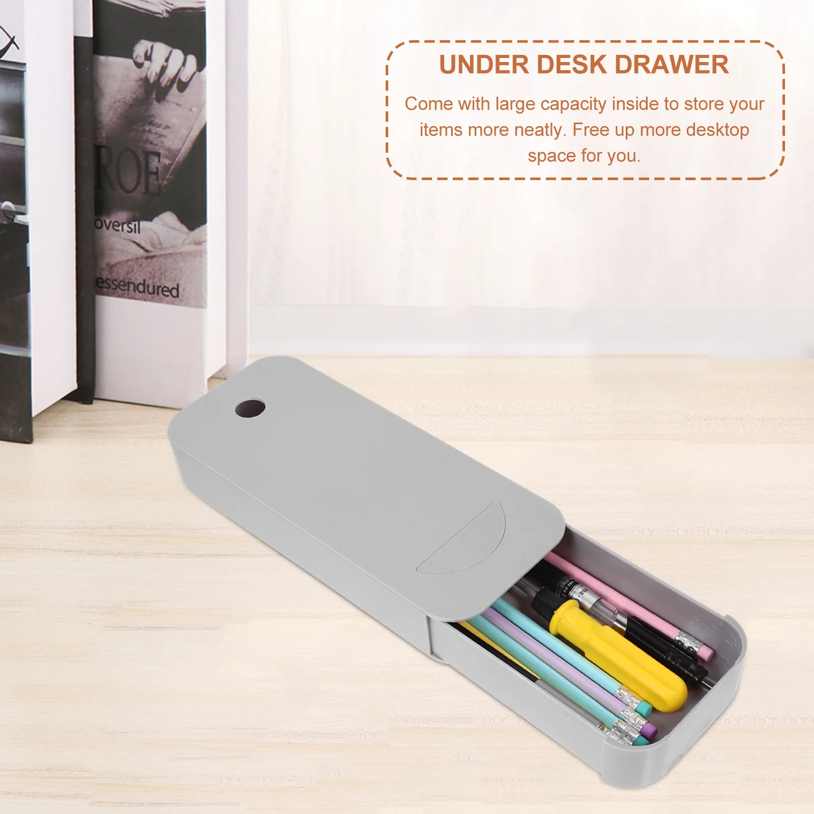 Under Drawer Organizer Box Large Capacity Storage For Stationery Pens Rulers Erasers Cosmetics Tools Socks Under Desk