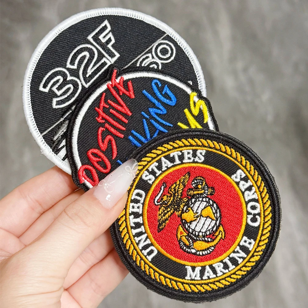 Custom Logo Embroidery Patches Iron on Sew on Hook Loop Personalized Badge Name for Company Team School Club Uniform Bulk DIY