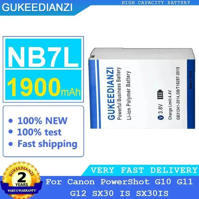 

For Canon Powershot G10 G11 G12 SX30 IS SX30IS 1900Mah NB7L Safe Camera Battery