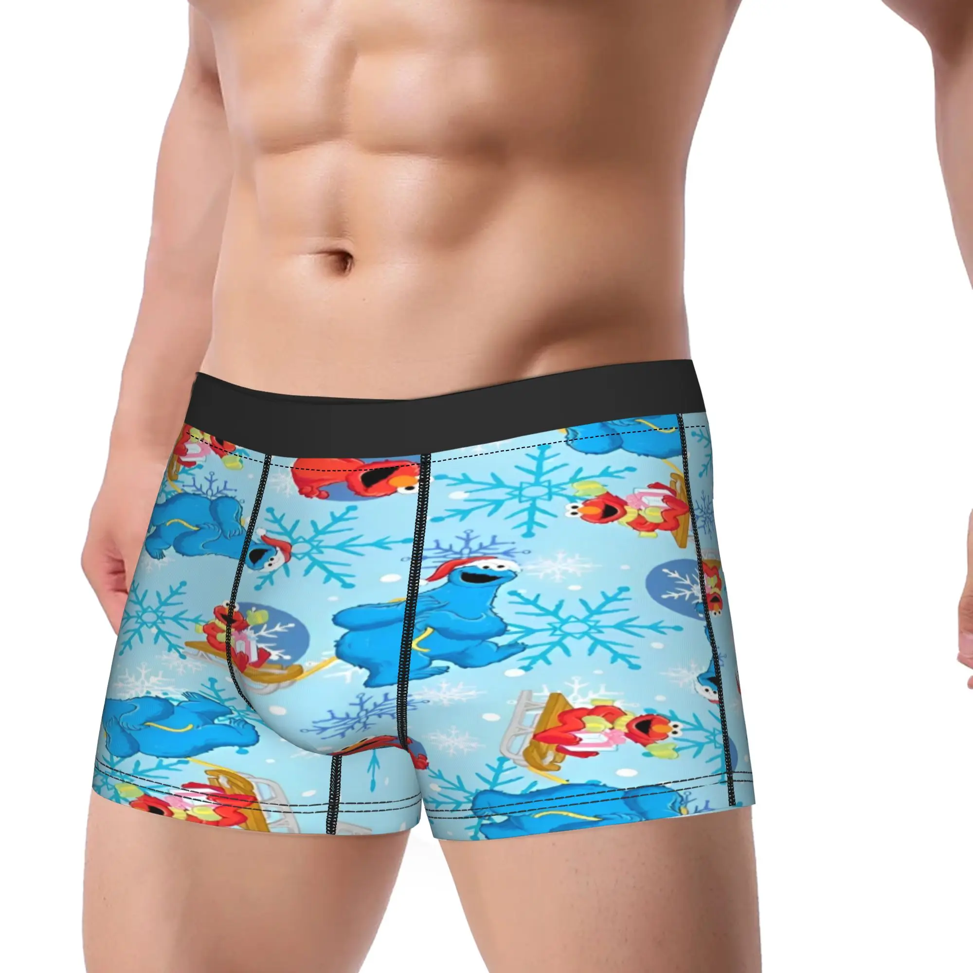 Sesames Streets Trunk  3D Pouch Underwear High Quality Design Shorts Briefs Breathable Male Panties Large Size