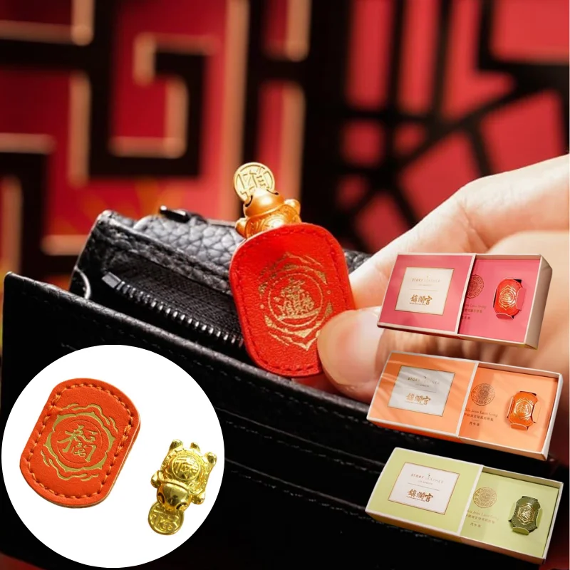 Feng Shui Golden Tortoise Lucky Charm Wealth Attracting Ornament Mini Turtle Pendant Leather Pouch Luxury Lucky Gift Box