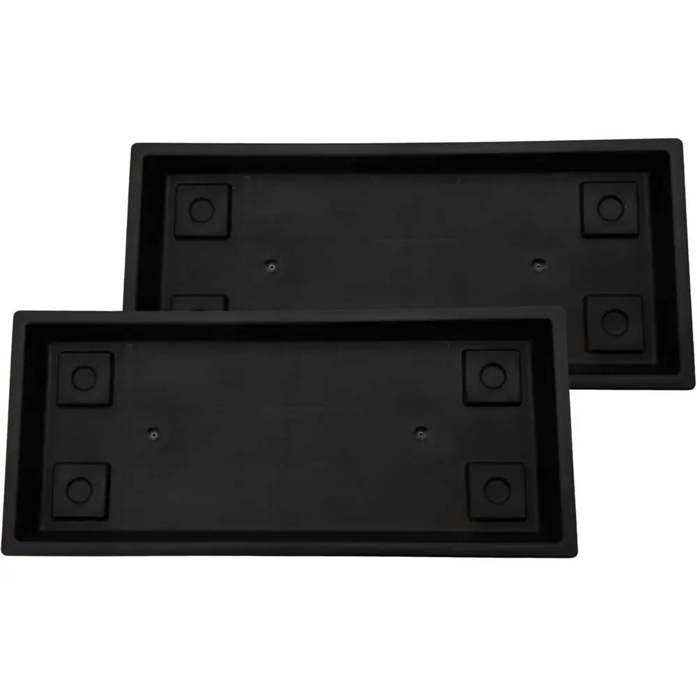 23.5 Inch Venetian Style Plant Saucer, UV-Resistant Plastic, 2-Pack for Outdoor or Indoor Use, Black