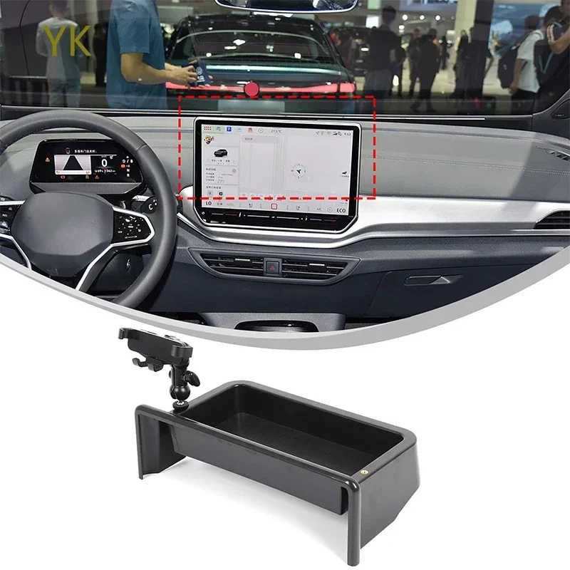 

For Volkswagen ID4 CROZZ 2025 Car Center Console Behind the Screen Storage Box Phone Holder Car Accessories(12.9")