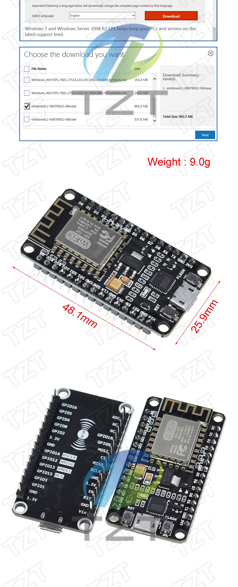 Tzt drahtloses Modul nodemcu v3 ch340 lua wifi Internet der Dinge Entwicklungs platine esp8266 mit Leiterplatte antenne und USB-Anschluss – Detail 26
