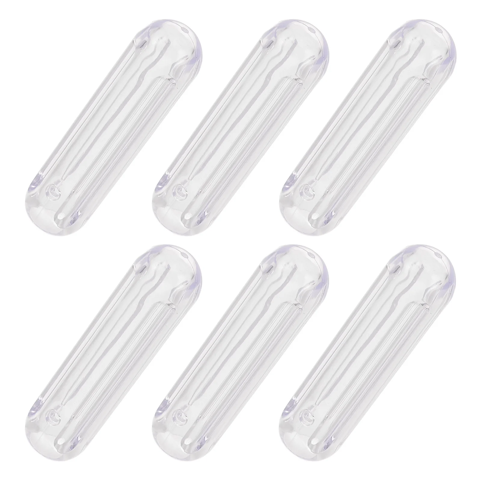 

6pcs Clear Ribbed Curtain Rod Handle Drapery Finials Cap For Window Opener Install Bracket Hardware Home Decor