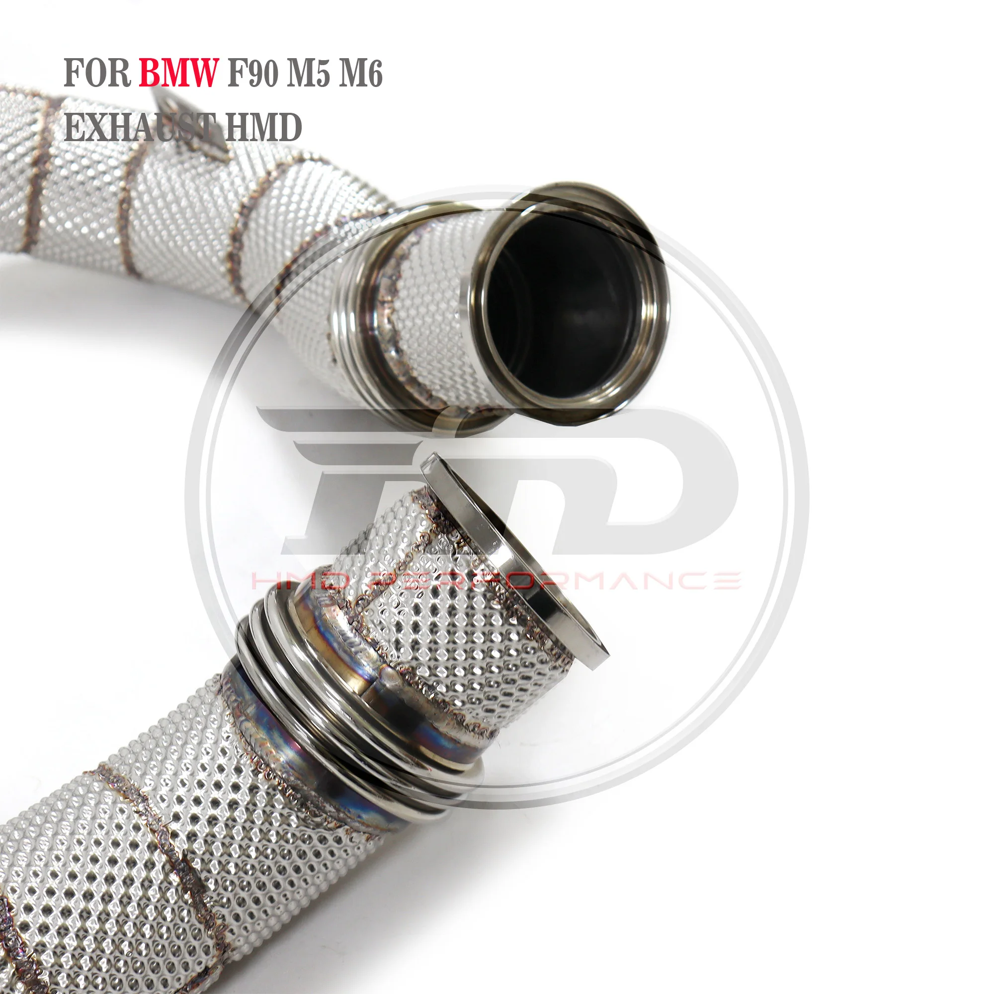 High Flow Performance Downpipe for BMW For BMW M5 F90 4.4T HMD Exhaust System With Heat Shield gift Resonance Tube