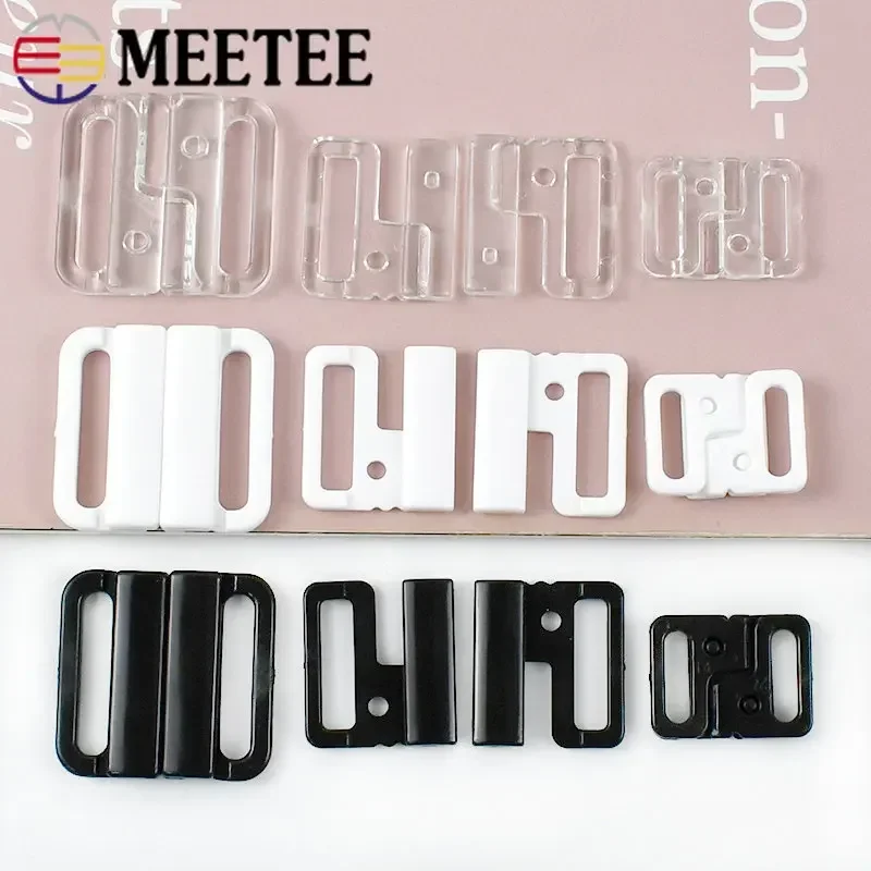 50/100Sets 10/15/20/25mm Plastic Bra Buckles Resin Front Closure Bikini Strap Clasp Swimwear Clip DIY Underwear Sewing Accessory